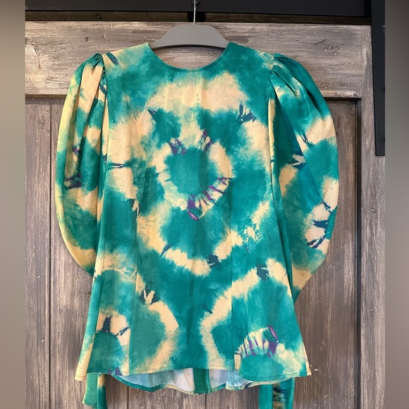 COPY - Ulla Johnson Ora Tie dye Blouse in Jade NWT SZ 6 - Picture 1 of 5